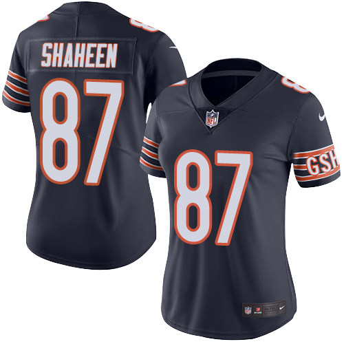 Nike Bears #87 Adam Shaheen Navy Blue Team Color Women's Stitched NFL Vapor Untouchable Limited Jersey - Click Image to Close